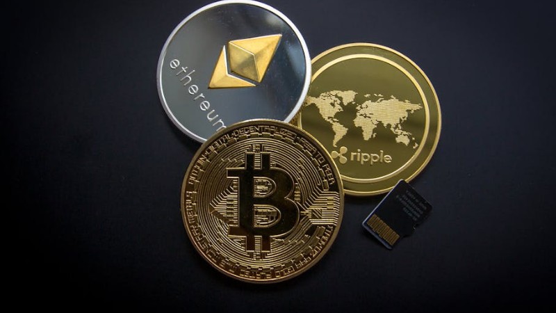 A striking image of Bitcoin, Ethereum, and Ripple coins illustrating modern digital currency. - A striking image of Bitcoin, Ethereum, and Ripple coins illustrating modern digital currency., tags: institutional investors - pexel