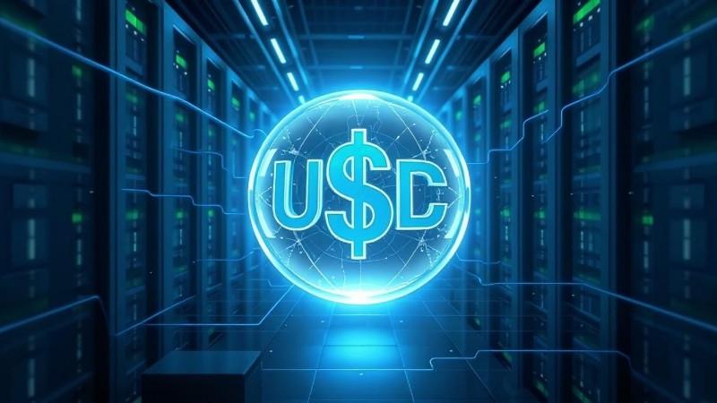 What sets USD Coin (USDC) apart from other stablecoins? In this video, we explore how Circle’s strong financial background and the transparent governance of the USDC Association give USDC an edge in t - Digital concept art for illustrative purpose, tags: circle businesses - Monok