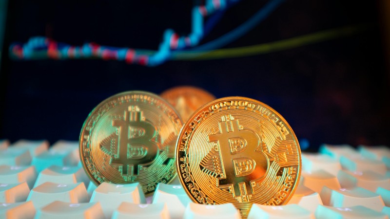 cryptocurrency market trend concept with Bitcoin and digital chart, tags: global - pexel