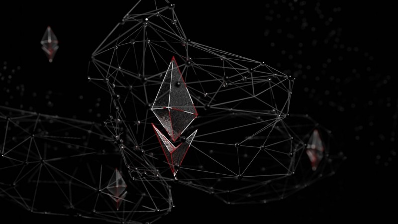 a computer generated image of a red diamond - 3D illustration of a network of ethereum in dark. red, white, and black colored ethereum illustration. 「 LOGO / BRAND / 3D design 」  WhatsApp: +917559305753  Email: , tags: digital - unsplash
